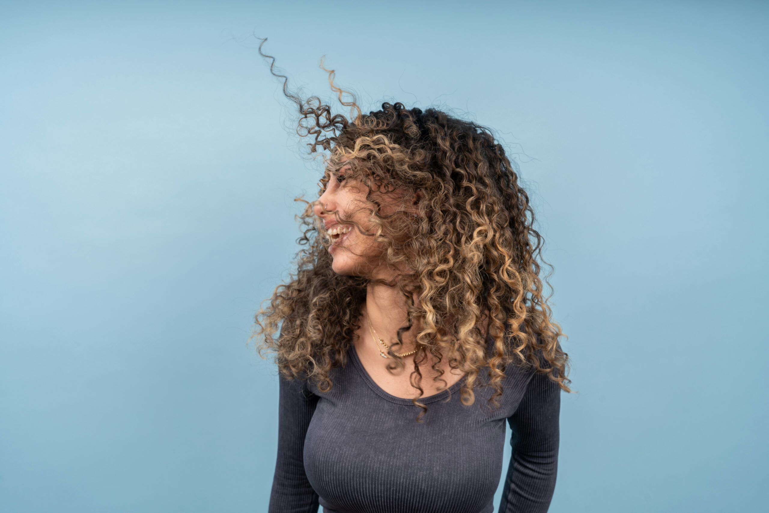 Woman with curly hair