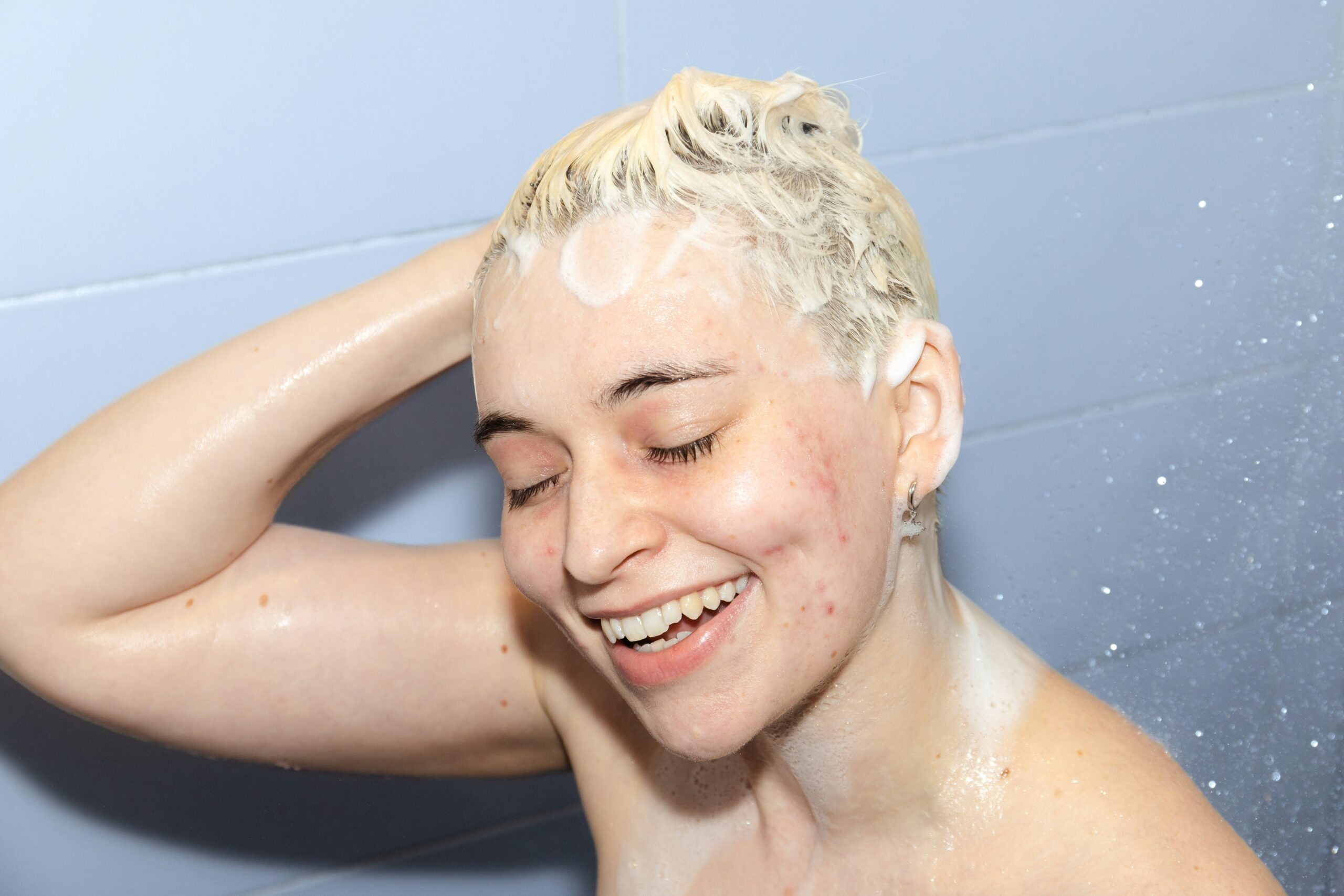 Woman taking a shower